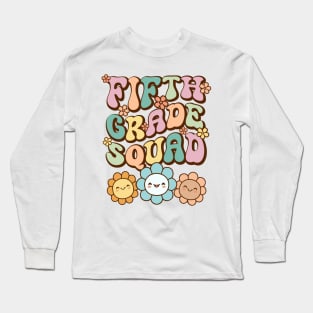 Groovy Fifth Grade Squad Back To School Cute  Flower Retro Vintage Long Sleeve T-Shirt